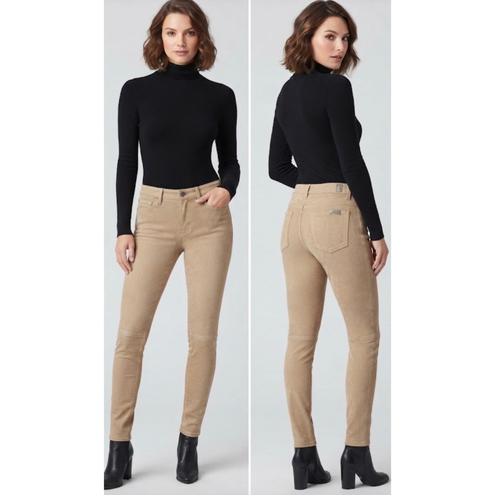 7 For All Mankind The Sueded Skinny Jeans Womens‎ Size 25x30 Tan Faux Suede NWT